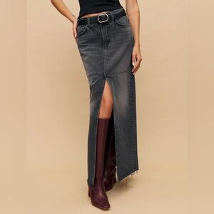 Reformation Tazz Maxi Denim Skirt in Liman